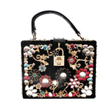 Women’s Box Rhinestone Embellished Clutch Handbag - Fashion Genie Boutique