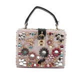 Women’s Box Rhinestone Embellished Clutch Handbag - Fashion Genie Boutique