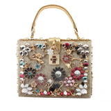 Women’s Box Rhinestone Embellished Clutch Handbag - Fashion Genie Boutique
