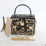 Women’s Box Rhinestone Embellished Clutch Handbag - Fashion Genie Boutique