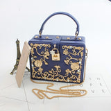 Women’s Box Rhinestone Embellished Clutch Handbag - Fashion Genie Boutique