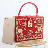 Women’s Box Rhinestone Embellished Clutch Handbag - Fashion Genie Boutique