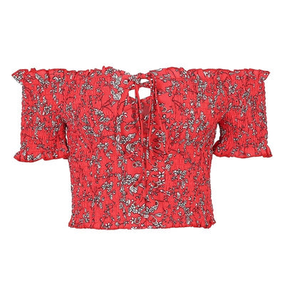 Excuse My Rouge Red Bardot Crop Top - Fashion Genie Boutique