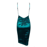 Don’t Call Me Up Nude Plunge Satin Mini Dress - Fashion Genie Boutique