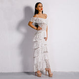 Lacey Days White Lace Ruffle Detail Maxi Dress - Fashion Genie Boutique