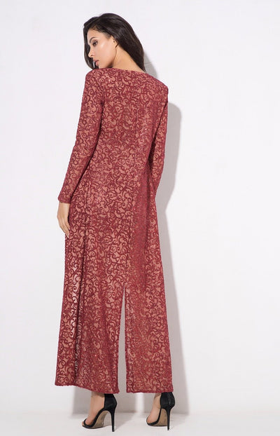 Rise & Shine Red Floor Length Glitter Jacket - Fashion Genie Boutique