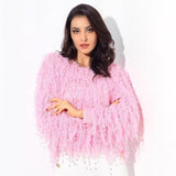 Heart Throb Pink Fluffy Fringe Jumper - Fashion Genie Boutique