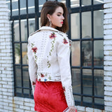 New Horizons White Faux Leather Embroidered Jacket - Fashion Genie Boutique