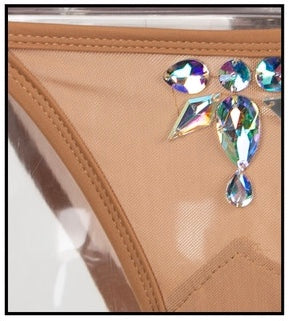 Beach Bae Nude Crystal Embellished Bikini Swimsuit - Fashion Genie Boutique
