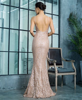 A Million Dreams Gold Glitter Embellished Maxi Fishtail Dress - Fashion Genie Boutique