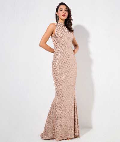 Sparkle Delight Gold Glitter Embellished Maxi Dress - Fashion Genie Boutique