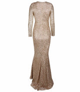 Spellbound Red Glitter Fishtail Long Sleeve Maxi Dress - Fashion Genie Boutique