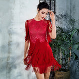 Flaunt It Red Fringe Lace Mini Dress - Fashion Genie Boutique