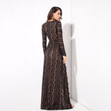 Walking Goddess Black Long Sleeve Double Split Maxi Dress - Fashion Genie Boutique
