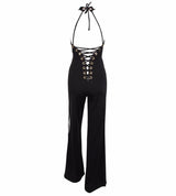 Greatest Love Story Black Eyelet Lace Up Jumpsuit - Fashion Genie Boutique