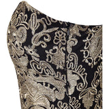 Jenna Black & Gold Embroidered Maxi Gown Dress - Fashion Genie Boutique