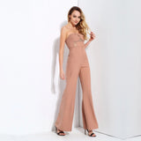 Utter Perfection Nude Strapless Wide Leg Jumpsuit - Fashion Genie Boutique