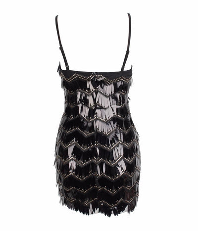Gabby Black Sequin Tassel Mini Dress - Fashion Genie Boutique