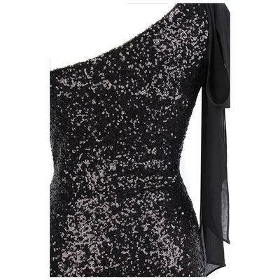 Oh My Posh Black & Red Sequin Gradient One Shoulder Maxi Gown Dress - Fashion Genie Boutique