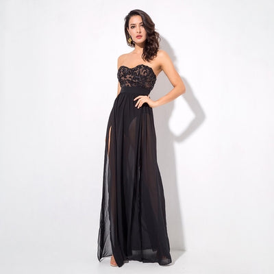 Phi Phi Black Strapless Sequin Floaty Maxi Dress - Fashion Genie Boutique