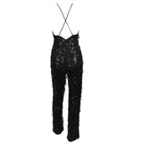 Ahead Of The Crowd Black Sequin Tassel Jumpsuit - Fashion Genie Boutique