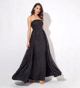 A Star Is Born Black Glitter Strapless Maxi Gown Dress - Fashion Genie Boutique