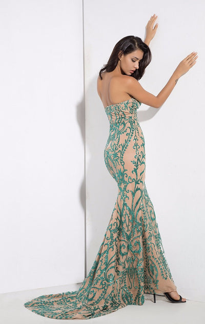 Saints & Sinners Green Glitter Strapless Maxi Dress - Fashion Genie Boutique