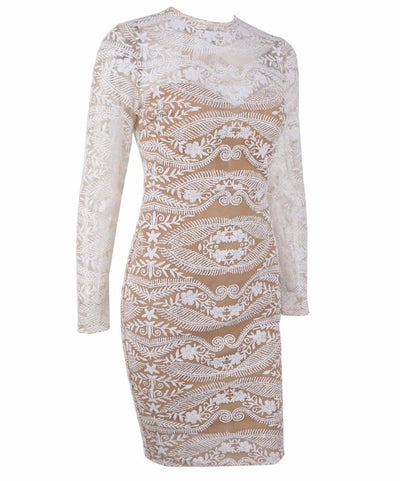 Unapologetic Diva Nude Long Sleeve Mini Dress - Fashion Genie Boutique