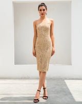 Little Dancer Gold Glitter Embellished Strapless Midi Dress - Fashion Genie Boutique