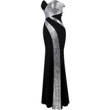 Dazzling Diva Black & Silver Strapless Sequin Maxi Gown Dress - Fashion Genie Boutique