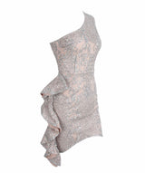 Sweeter Than Sugar Silver Glitter Embellished Frill Mini Dress - Fashion Genie Boutique