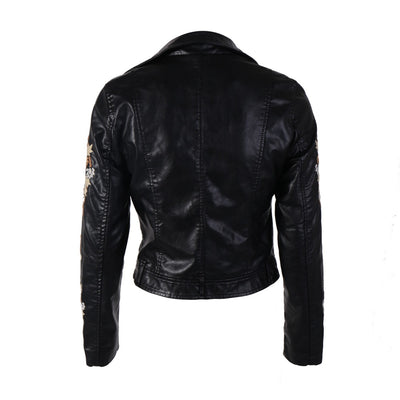 Dream Keeper Black Faux Leather Embroidered Jacket - Fashion Genie Boutique