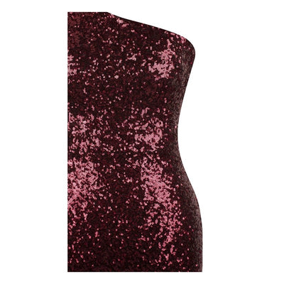 Oh My Posh Burgundy & Silver Sequin Gradient One Shoulder Maxi Gown Dress - Fashion Genie Boutique