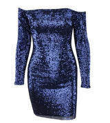 Champagne Sparkles Black Sequin Bardot Mini Dress - Fashion Genie Boutique