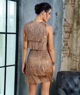 Razzle Dazzle Gold Fringe Mini Dress - Fashion Genie Boutique