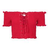 Excuse My Rouge Red Bardot Crop Top - Fashion Genie Boutique