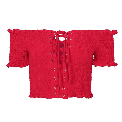 Excuse My Rouge Red Bardot Crop Top - Fashion Genie Boutique
