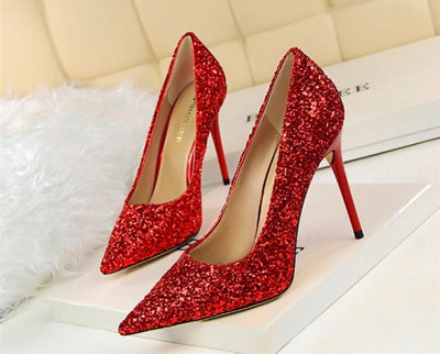 Till the Glitter Ends Red High Heels - Fashion Genie Boutique