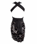 So Gorgeous Black Plunge Sequin Tassel Mini Dress - Fashion Genie Boutique