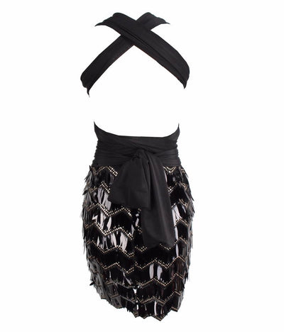 So Gorgeous Black Plunge Sequin Tassel Mini Dress - Fashion Genie Boutique