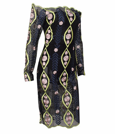 Shelly Black Bardot Long Sleeve Mesh Mini Dress - Fashion Genie Boutique