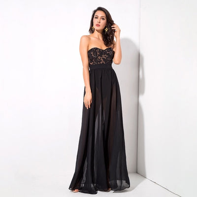 Phi Phi Black Strapless Sequin Floaty Maxi Dress - Fashion Genie Boutique