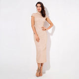Don't Blame Me Gold Glitter Embellished Midi Dress - Fashion Genie Boutique