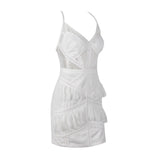 Ready To Ruffle White Mesh Mini Dress - Fashion Genie Boutique