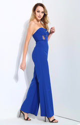Utter Perfection Cobalt Blue Strapless Wide Leg Jumpsuit - Fashion Genie Boutique