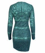 Alassia Black & Nude Glitter Long Sleeve Mini Dress - Fashion Genie Boutique