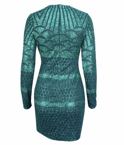 Alassia Black & Nude Glitter Long Sleeve Mini Dress - Fashion Genie Boutique
