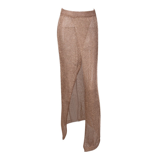 Baby Cakes Gold Metallic Knit Maxi Skirt - Fashion Genie Boutique
