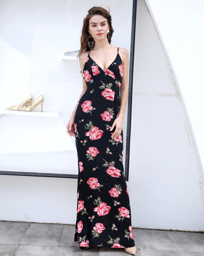 Tropical Treat Black Multi Floral Maxi Dress - Fashion Genie Boutique
