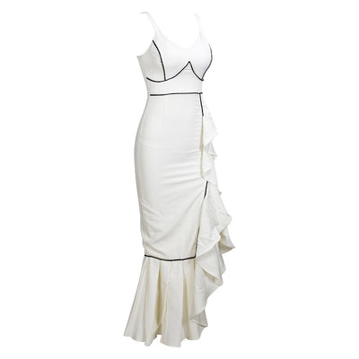 Señorita White Ruffle Maxi Dress - Fashion Genie Boutique